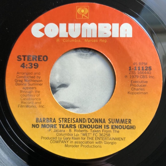 Donna Summer Barbra Streisand No More Tears/Wet Vinyl 45 Record '79 - Picture 6 of 7